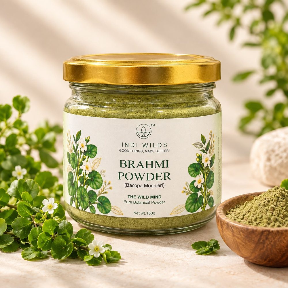Jar of Indiwilds Brahmi Powder