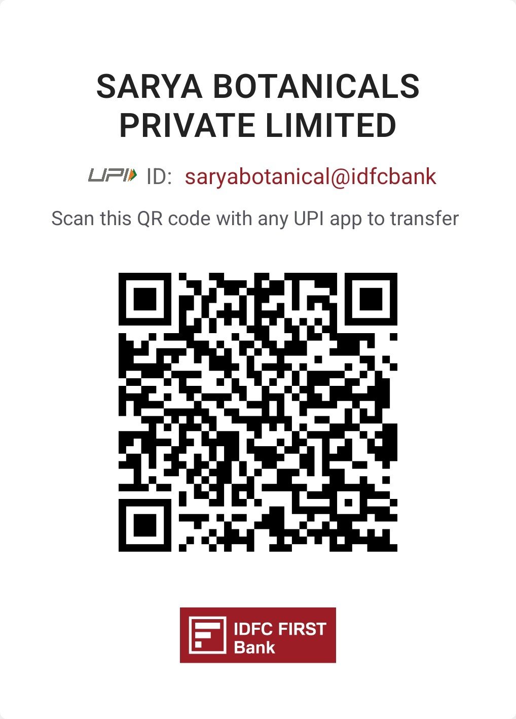 UPI QR code for Sarya Botanicals Private Limited, saryabotanical@idfcbank